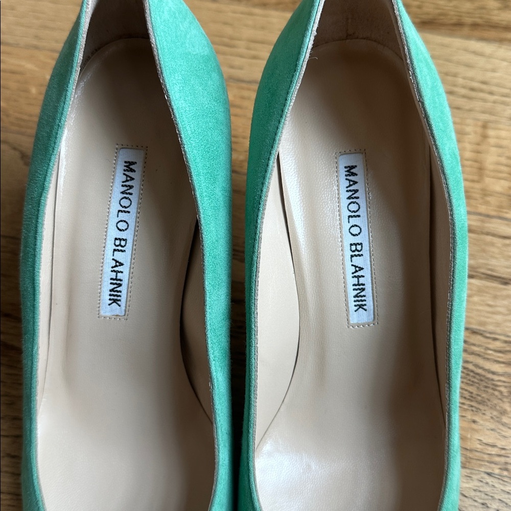 Manolo Blahnik Mint Green Suede BB Pump Size 36.5 NWOB - Picture 4 of 8